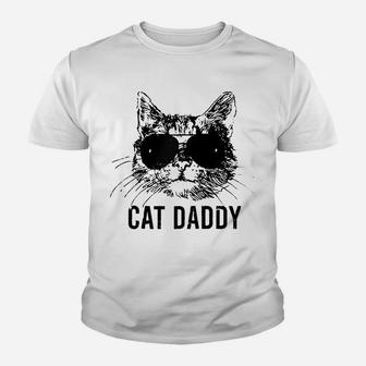Cat Daddy Funny Cats Lover Black Cat Dad Fathers Day Vintage Raglan Baseball Tee Youth T-shirt | Crazezy