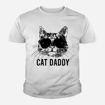 Cat Daddy Funny Cats Lover Black Cat Dad Fathers Day Vintage Sweatshirt Youth T-shirt | Crazezy