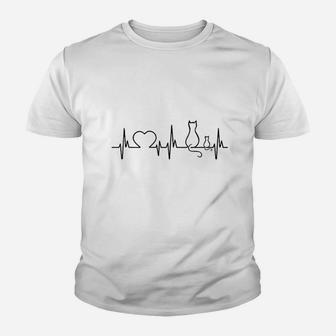Cat Heartbeat Crazy Lady Love Rescue Cat Love Kitten Graphic Youth T-shirt | Crazezy UK