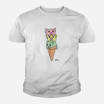 Cat Ice Cream Cone Funny Kawaii Kitten Youth T-shirt | Crazezy AU