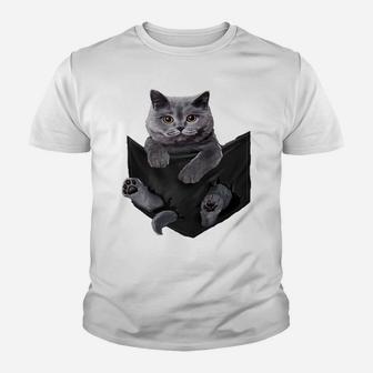 Cat Lovers Gifts British Shorthair In Pocket Funny Kitten Raglan Baseball Tee Youth T-shirt | Crazezy UK