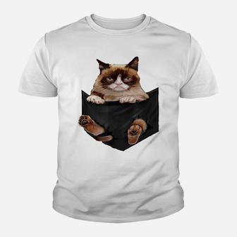 Cat Lovers Gifts Grumpy In Pocket Funny Kitten Face Youth T-shirt | Crazezy AU