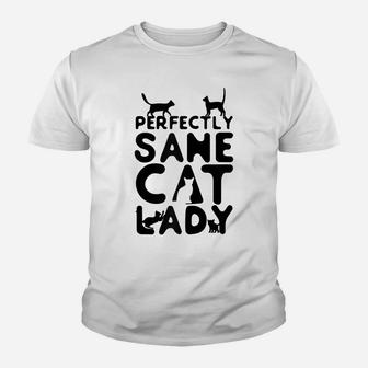 Cat Lovers Perfectly Sane Cat Lady Funny Feline Raglan Baseball Tee Youth T-shirt | Crazezy CA