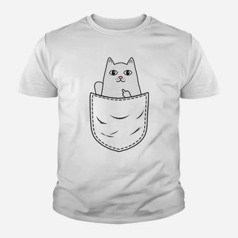Cat Middle Finger Pocket Funny Cat Youth T-shirt | Crazezy