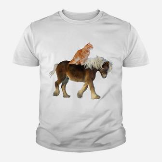 Cat Riding Miniature Horse Mini Pony Rider Mini Horse Lovers Youth T-shirt | Crazezy DE