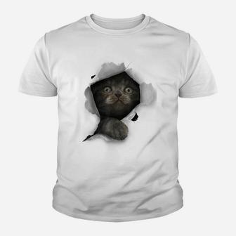 Cat Shirt, Gray Cat Tshirt, Cat Torn Cloth Shirt, Kitten Youth T-shirt | Crazezy DE