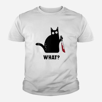 Cat What Funny Cat What Cat With Kni Fe Youth T-shirt | Crazezy AU