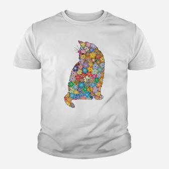 Cat With Flowers Gift For Cat Lovers Sweatshirt Youth T-shirt | Crazezy UK