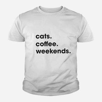 Cats Coffee Weekend Youth T-shirt | Crazezy DE