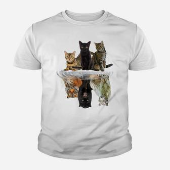 Cats Reflection Gift Friend Cat Lovers Cute Tiger Youth T-shirt | Crazezy