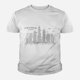 Chicago Skyline Vintage Chicago Illinois Youth T-shirt | Crazezy