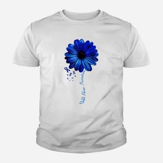 Child Abuse Awareness Beautiful Flower Blue Ribbon Youth T-shirt | Crazezy UK