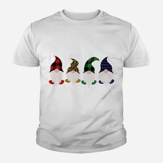 Chillin With My Gnomies Christmas Plaid Leopard Gnomes Sweatshirt Youth T-shirt | Crazezy AU