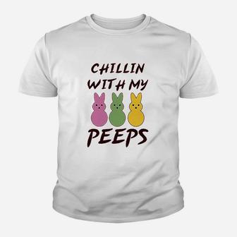 Chillin With My Peeps Bunny Funny Humor Easter Youth T-shirt | Crazezy AU