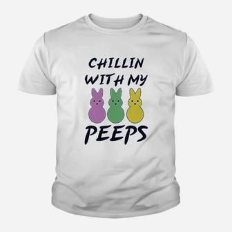Chillin With My Peps Bunny Funny Easter Youth T-shirt | Crazezy UK