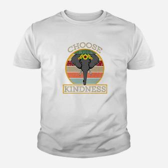 Choose Kindness Autism Quote Elephant Sunflower Retro Youth T-shirt - Thegiftio UK