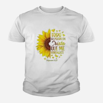 Christian Spanish Gift Women Religious Verse Sunflower Youth T-shirt | Crazezy