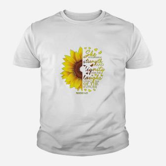 Christian Verse Sunflower Scripture Religious Gift Her Youth T-shirt | Crazezy