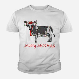 Christmas Cow Holiday Lights And Ornaments Merry Moomas Youth T-shirt | Crazezy DE