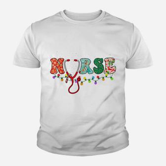 Christmas Holiday Top Scrub Nurses Santas Favorite Nurse Youth T-shirt | Crazezy