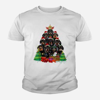 Christmas Pajama Dachshund Tree Dog Xmas For Dog Dad Dog Mom Youth T-shirt | Crazezy CA