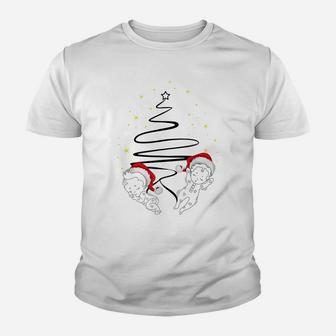Christmas Pregnancy Expecting Twins Funny Christmas Cute Youth T-shirt | Crazezy