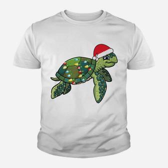 Christmas Sea Turtle With Santa Hat Holiday Cute Gift Pajama Youth T-shirt | Crazezy AU