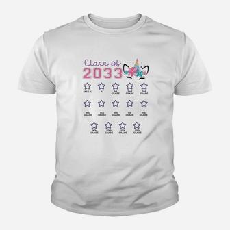 Class Of 2033 Grow With Me First Day Of School Unicorn Youth T-shirt | Crazezy AU