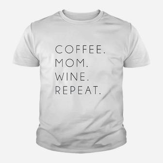 Coffee Mom Wine Repeat Youth T-shirt | Crazezy