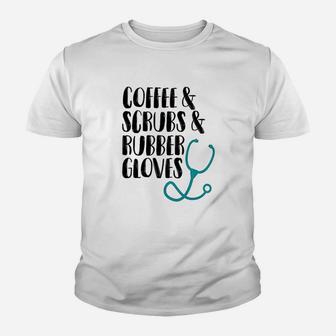 Coffee Scru And Rubber Gloves Nurse Youth T-shirt | Crazezy