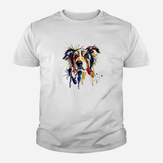 Colorful Border Collie Dog Lover Dad Mom Youth T-shirt | Crazezy CA