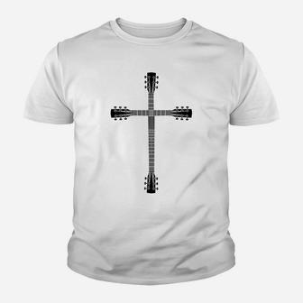 Cool Christian Guitar Cross | Funny Musician Guitarist Gift Youth T-shirt | Crazezy
