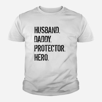 Cool Father Gift Husband Daddy Protector Hero Youth T-shirt | Crazezy DE
