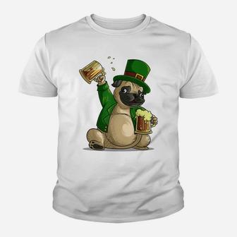 Cool Irish Leprechaun Pug St Patrick's Day Shirt Funny Gift Youth T-shirt | Crazezy
