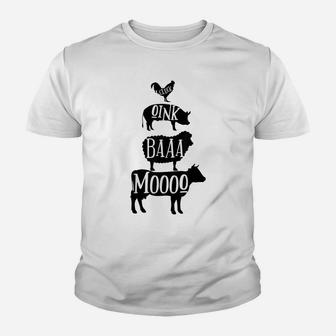 Cow Pig Sheep Chicken | Stack Farm Animal Sounds Silhouettes Youth T-shirt | Crazezy