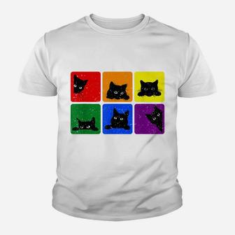 Cute Black Cat Lgbt Rainbow Gay Pride Cat Lovers Youth T-shirt | Crazezy