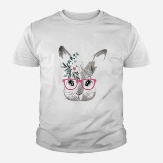 Cute Bunny Face With Pink Glasses Youth T-shirt | Crazezy UK