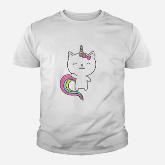 Cute Cat Unicorn Horn Rainbow Pastel Colors Youth T-shirt | Crazezy UK