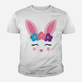 Cute Easter Bunny Face Flower Crown Toddler Holiday Costume Youth T-shirt | Crazezy CA