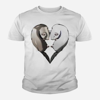 Cute Ferrets Couple Heart Animal Lover Gift Youth T-shirt | Crazezy