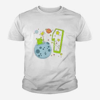 Cute First Birthday Alien In Space Baby Youth T-shirt | Crazezy