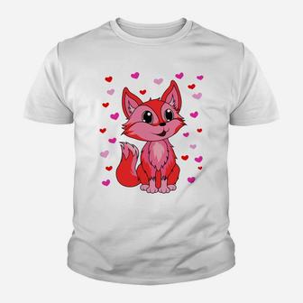 Cute Fox Critter Hunter Hunting Hearts Valentine's Day Heart Youth T-shirt | Crazezy