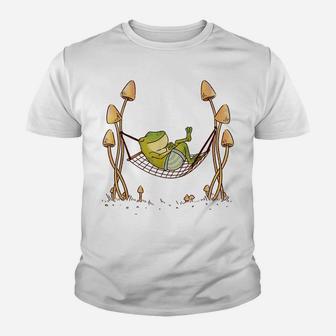 Cute Frog Chilling In Hammock Chill Cottagecore Aesthetic Youth T-shirt | Crazezy UK