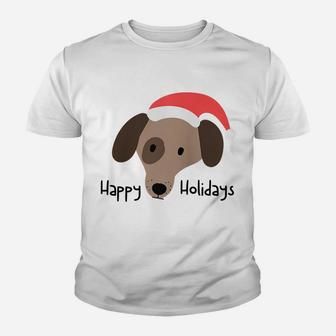 Cute Hand-Drawn Dog Christmas Puppy With Funny Santa Hat Raglan Baseball Tee Youth T-shirt | Crazezy UK