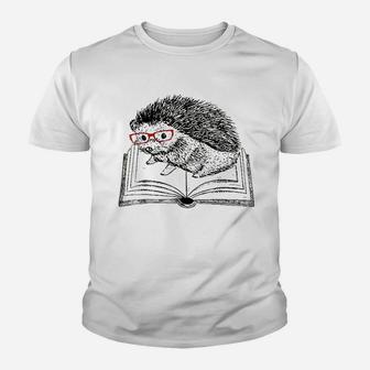 Cute Hedgehog Book Nerd Youth T-shirt | Crazezy DE