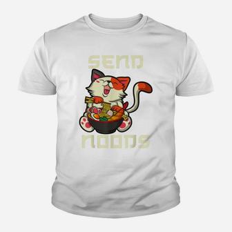 Cute Kawaii Anime Cat Shirt Ramen Noodles Japanese Gift Youth T-shirt | Crazezy