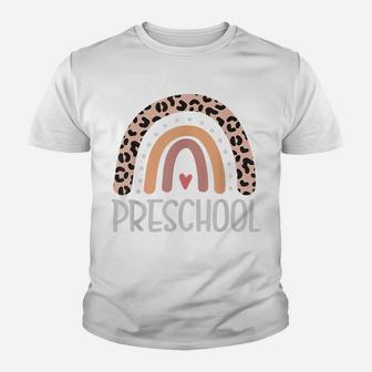Cute Leopard Cheetah Print Rainbow Preschool Teacher Youth T-shirt | Crazezy