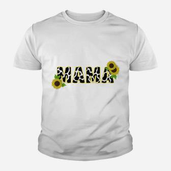Cute Mama Cow Print Sunflower Mother Flower Mom Youth T-shirt | Crazezy UK