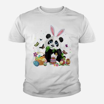 Cute Panda Bunny Egg Hunting Colorful Egg Happy Easter Day Youth T-shirt | Crazezy UK