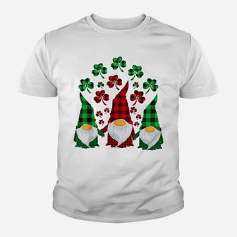 Cute Three Gnomes Shamrocks Buffalo Plaid Saint Patrick Day Youth T-shirt | Crazezy AU
